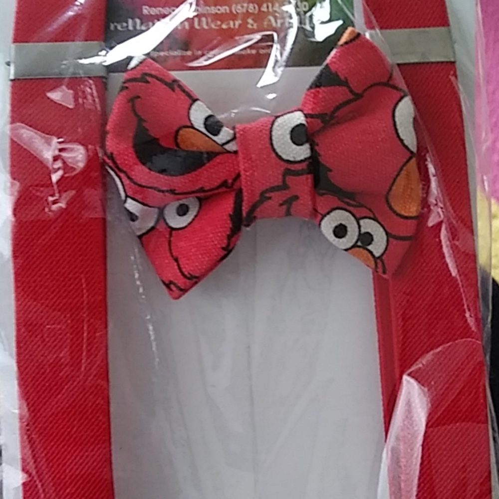 Handmade reNation Elmo bowtie & suspenders